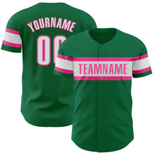 Загрузить изображение в средство просмотра галереи, Custom Kelly Green White-Pink Authentic Baseball Jersey
