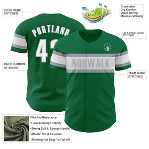 Custom Kelly Green White-Gray Authentic Baseball Jersey