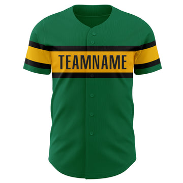 Custom Kelly Green Gold-Black Authentic Baseball Jersey