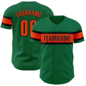 Custom Kelly Green Orange-Black Authentic Baseball Jersey