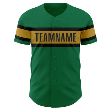 Custom Kelly Green Old Gold-Black Authentic Baseball Jersey