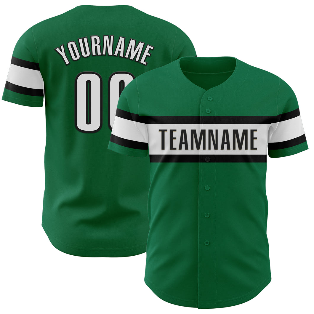 Custom Kelly Green White-Black Authentic Baseball Jersey