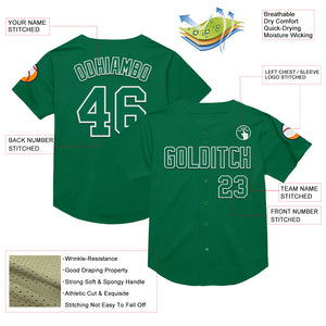 Custom Kelly Green White Mesh Authentic Throwback Baseball Jersey