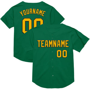 Custom Kelly Green Gold-Black Mesh Authentic Throwback Baseball Jersey