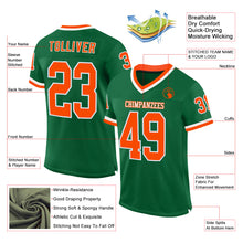 Загрузить изображение в средство просмотра галереи, Custom Kelly Green Orange-White Mesh Authentic Throwback Football Jersey
