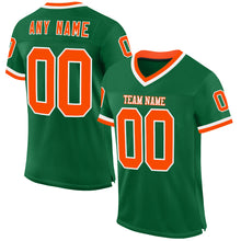 Загрузить изображение в средство просмотра галереи, Custom Kelly Green Orange-White Mesh Authentic Throwback Football Jersey
