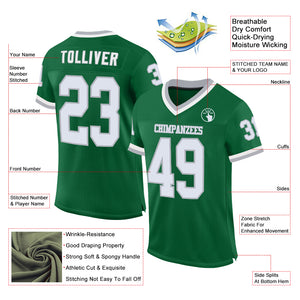 Custom Kelly Green White-Gray Mesh Authentic Throwback Football Jersey