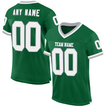 Загрузить изображение в средство просмотра галереи, Custom Kelly Green White-Gray Mesh Authentic Throwback Football Jersey
