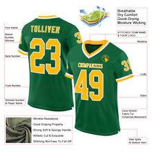 Загрузить изображение в средство просмотра галереи, Custom Kelly Green Gold-White Mesh Authentic Throwback Football Jersey
