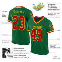 Загрузить изображение в средство просмотра галереи, Custom Kelly Green Red-Gold Mesh Authentic Throwback Football Jersey
