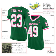 Загрузить изображение в средство просмотра галереи, Custom Kelly Green White-Pink Mesh Authentic Throwback Football Jersey
