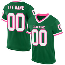 Загрузить изображение в средство просмотра галереи, Custom Kelly Green White-Pink Mesh Authentic Throwback Football Jersey
