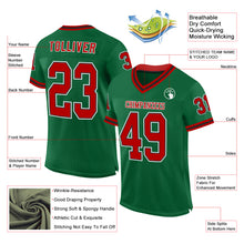 Загрузить изображение в средство просмотра галереи, Custom Kelly Green Red-Black Mesh Authentic Throwback Football Jersey
