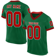 Загрузить изображение в средство просмотра галереи, Custom Kelly Green Red-Black Mesh Authentic Throwback Football Jersey
