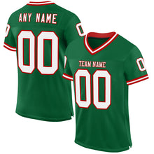 Загрузить изображение в средство просмотра галереи, Custom Kelly Green White-Red Mesh Authentic Throwback Football Jersey
