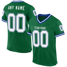 Загрузить изображение в средство просмотра галереи, Custom Kelly Green White-Royal Mesh Authentic Throwback Football Jersey
