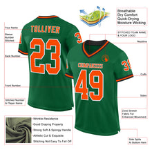 Загрузить изображение в средство просмотра галереи, Custom Kelly Green Orange-Black Mesh Authentic Throwback Football Jersey
