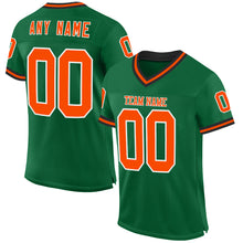 Laden Sie das Bild in den Galerie-Viewer, Custom Kelly Green Orange-Black Mesh Authentic Throwback Football Jersey
