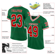 Загрузить изображение в средство просмотра галереи, Custom Kelly Green Red-White Mesh Authentic Throwback Football Jersey
