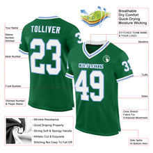 Загрузить изображение в средство просмотра галереи, Custom Kelly Green White-Light Blue Mesh Authentic Throwback Football Jersey
