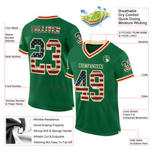 Загрузить изображение в средство просмотра галереи, Custom Kelly Green Vintage USA Flag Cream-Red Mesh Authentic Throwback Football Jersey
