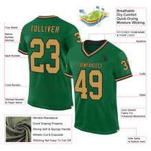 Загрузить изображение в средство просмотра галереи, Custom Kelly Green Old Gold-Black Mesh Authentic Throwback Football Jersey
