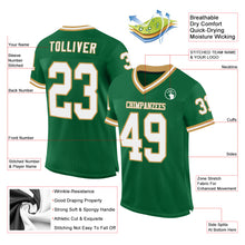 Загрузить изображение в средство просмотра галереи, Custom Kelly Green White-Old Gold Mesh Authentic Throwback Football Jersey
