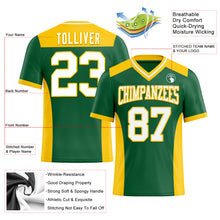 Charger l&#39;image dans la galerie, Custom Kelly Green White-Yellow Mesh Authentic Football Jersey
