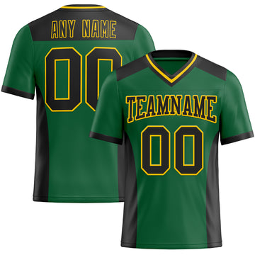 Custom Kelly Green Black-Yellow Mesh Authentic Football Jersey