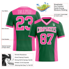 Charger l&#39;image dans la galerie, Custom Kelly Green Pink-White Mesh Authentic Football Jersey
