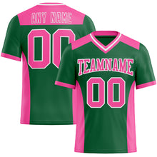 Charger l&#39;image dans la galerie, Custom Kelly Green Pink-White Mesh Authentic Football Jersey
