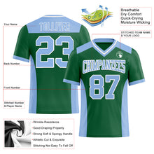 Load image into Gallery viewer, Custom Kelly Green Light Blue-White Mesh Authentic Football Jersey
