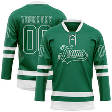 Загрузить изображение в средство просмотра галереи, Custom Kelly Green White Hockey Lace Neck Jersey
