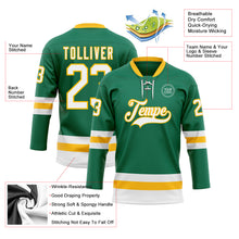 Загрузить изображение в средство просмотра галереи, Custom Kelly Green White-Gold Hockey Lace Neck Jersey
