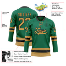 Загрузить изображение в средство просмотра галереи, Custom Kelly Green Old Gold-Black Hockey Lace Neck Jersey
