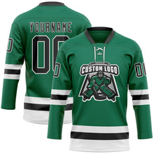 Загрузить изображение в средство просмотра галереи, Custom Kelly Green Black-White Hockey Lace Neck Jersey
