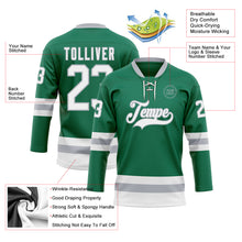 Загрузить изображение в средство просмотра галереи, Custom Kelly Green White-Gray Hockey Lace Neck Jersey
