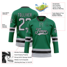 Загрузить изображение в средство просмотра галереи, Custom Kelly Green Gray-Black Hockey Lace Neck Jersey
