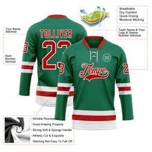 Загрузить изображение в средство просмотра галереи, Custom Kelly Green Red-White Hockey Lace Neck Jersey
