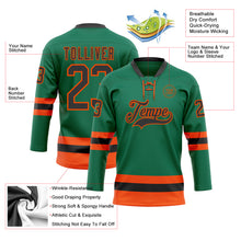 Загрузить изображение в средство просмотра галереи, Custom Kelly Green Black-Orange Hockey Lace Neck Jersey
