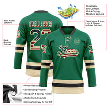 Загрузить изображение в средство просмотра галереи, Custom Kelly Green Vintage USA Flag Cream-Black Hockey Lace Neck Jersey
