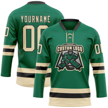 Загрузить изображение в средство просмотра галереи, Custom Kelly Green Cream-Black Hockey Lace Neck Jersey
