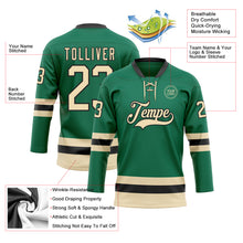 Загрузить изображение в средство просмотра галереи, Custom Kelly Green Cream-Black Hockey Lace Neck Jersey
