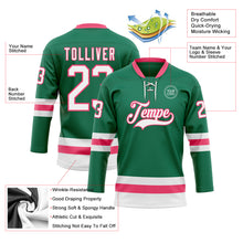 Загрузить изображение в средство просмотра галереи, Custom Kelly Green White-Neon Pink Hockey Lace Neck Jersey
