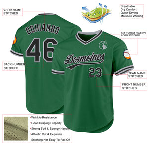 Custom Kelly Green Black-Gray Authentic Throwback Baseball Jersey