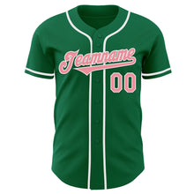 Laden Sie das Bild in den Galerie-Viewer, Custom Kelly Green Medium Pink-White Authentic Baseball Jersey
