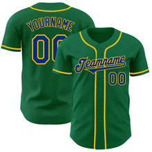 Laden Sie das Bild in den Galerie-Viewer, Custom Kelly Green Royal-Yellow Authentic Baseball Jersey
