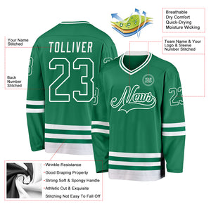 Custom Kelly Green White Hockey Jersey