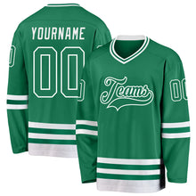 Загрузить изображение в средство просмотра галереи, Custom Kelly Green White Hockey Jersey
