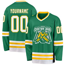 Загрузить изображение в средство просмотра галереи, Custom Kelly Green White-Gold Hockey Jersey
